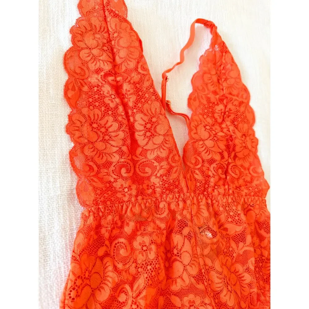 We are HAH | NWT Comin' in HAHt Lace Bodysuit Burnt Orange | Sz XS